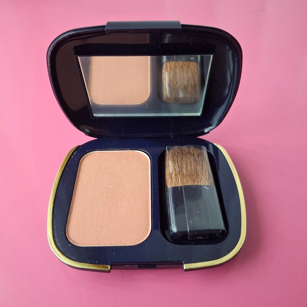 Vintage Avon True Color Powder Blush JUST ROSEY 1996 Navy Gold Compact 0.22oz